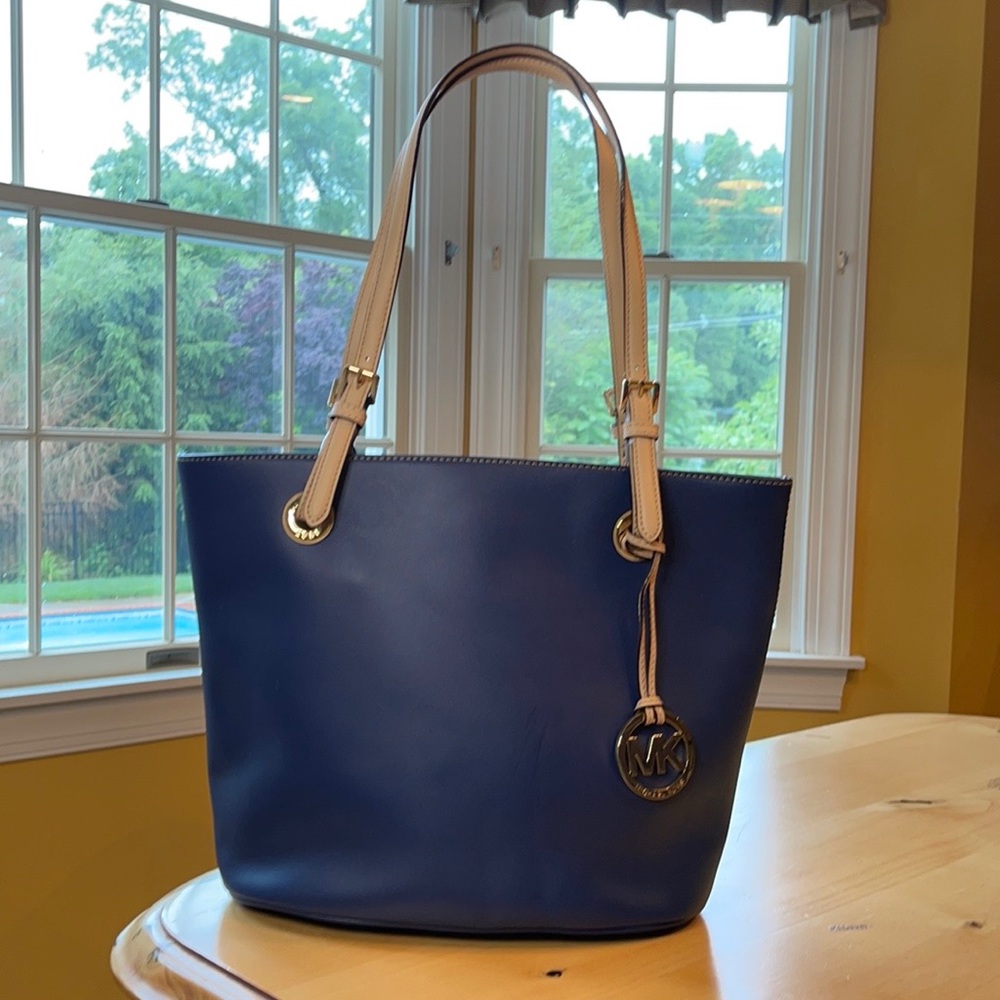 Michael Kors Navy Blue Leather Tote Bag NWOT